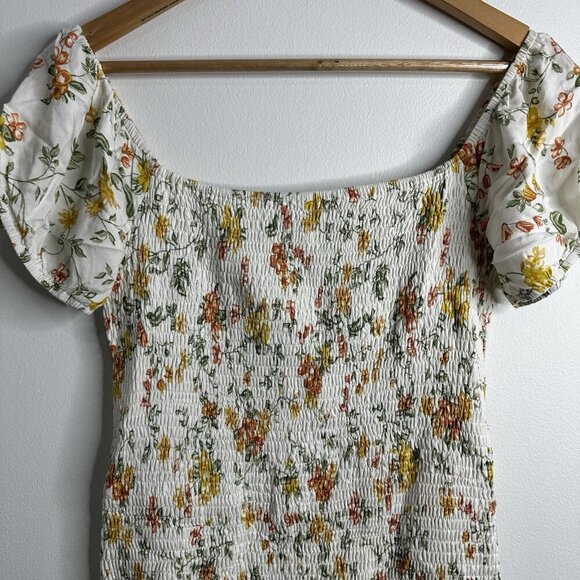 Lost + Wander Ditzy Floral Smocked Mini Dress Garden Cottagecore Sz M Boho Y2K - Picture 6 of 11